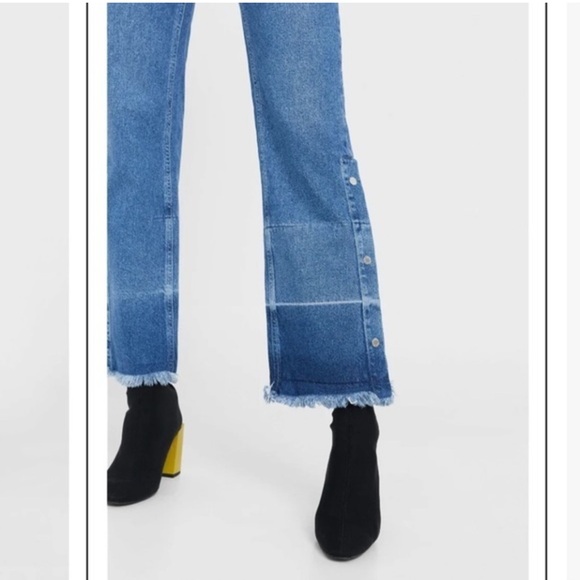 Mango Flared Snap Leg Cropped Wide Jeans - Picture 4 of 8